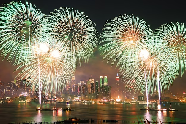 Fireworks lighting up the sky over Dubai on New Year's Eve celebration